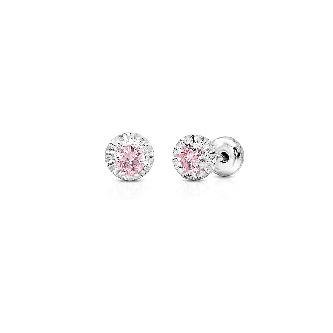 Brinco Infantil com Zircônia Rosa