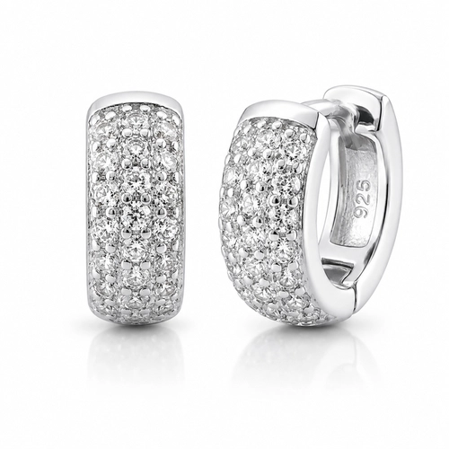 Brinco Argola Click Espelhado com Zircônias Cristal