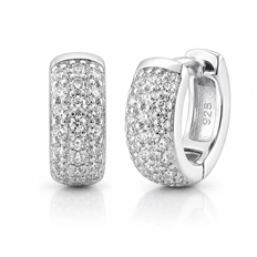 Brinco Argola Click Espelhado com Zircônias Cristal