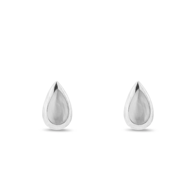 Brinco De Prata Top Com Gota De Madrepérola