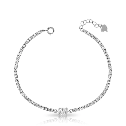 Pulseira Riviera com Zircônias Cristal Redonda e Oval Blend Collection