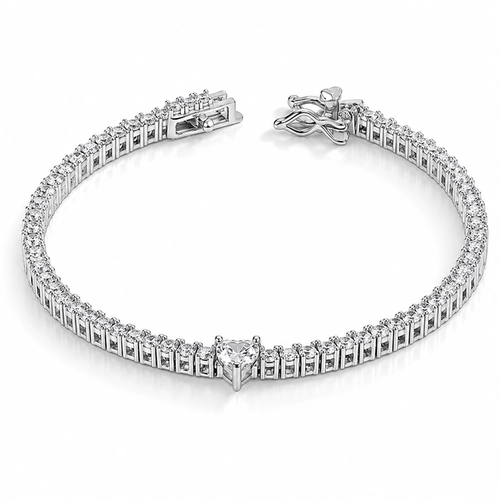 Pulseira Blend Collection Riviera com Coração em Zircônia Cristal
