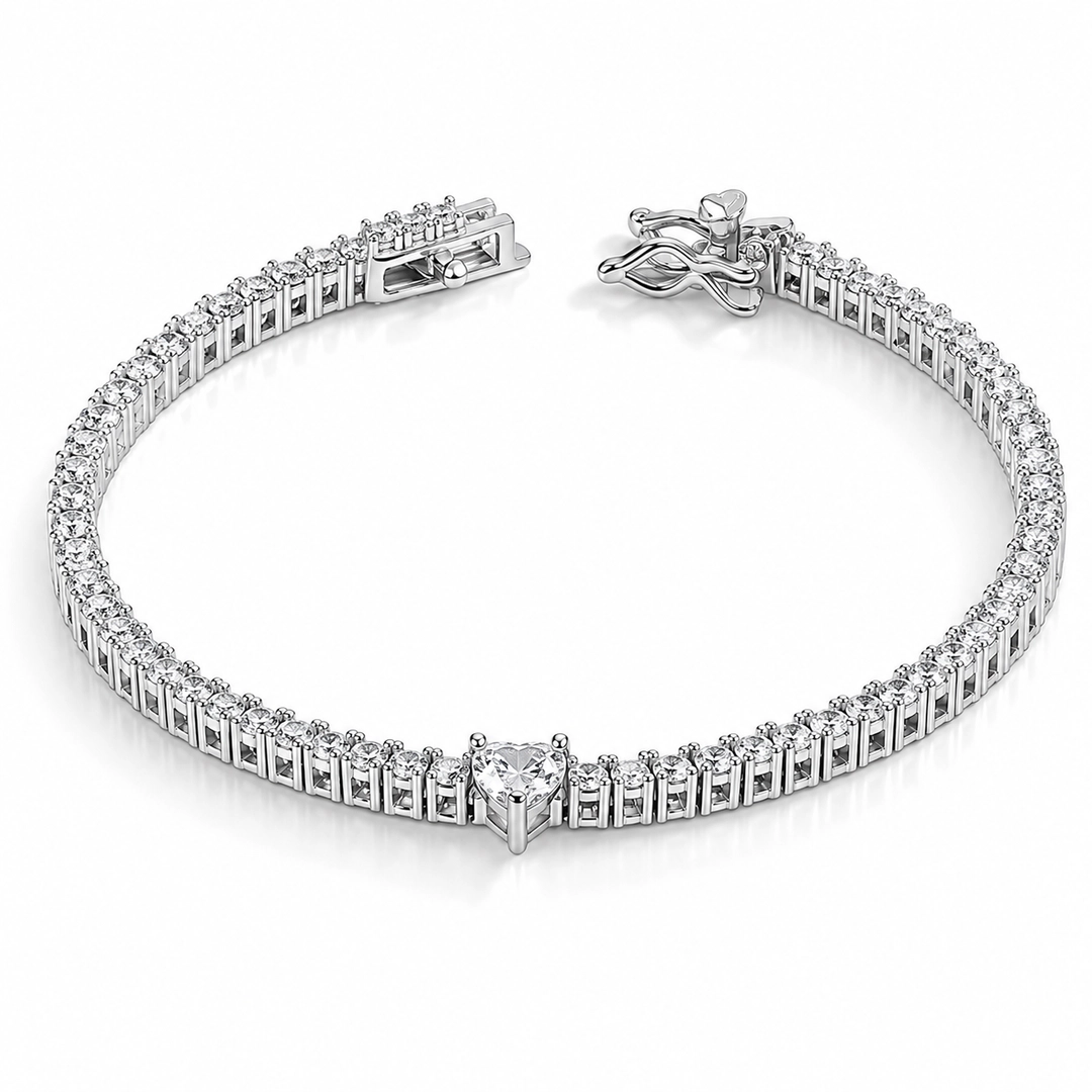 Pulseira Blend Collection Riviera com Coração em Zircônia Cristal