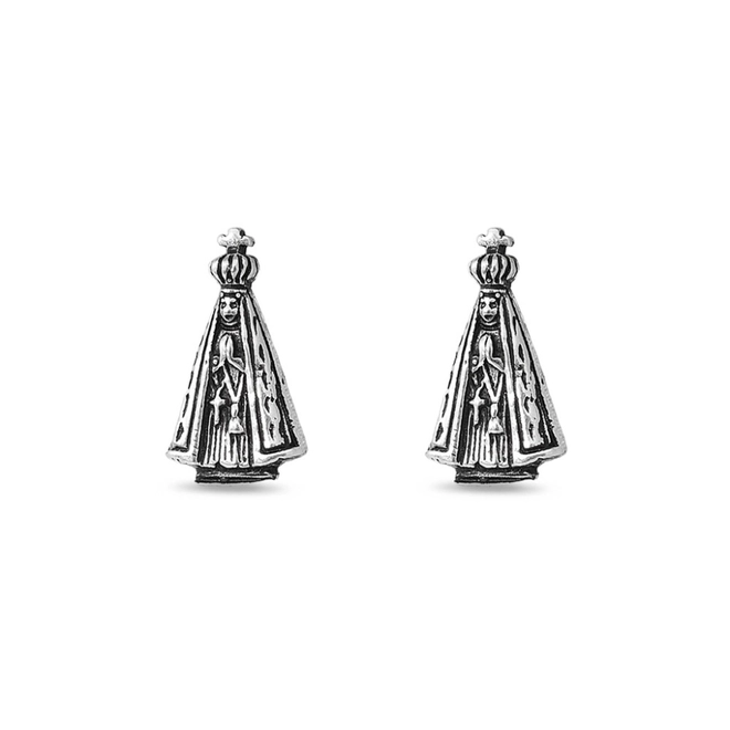 Brinco De Prata Top Envelhecido Nossa Senhora Aparecida