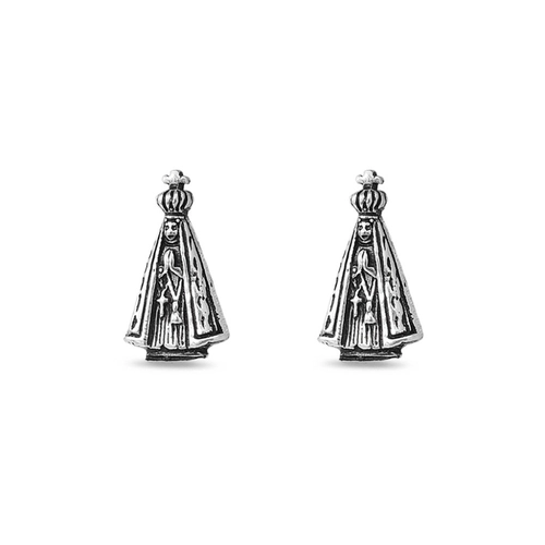 Brinco De Prata Top Envelhecido Nossa Senhora Aparecida