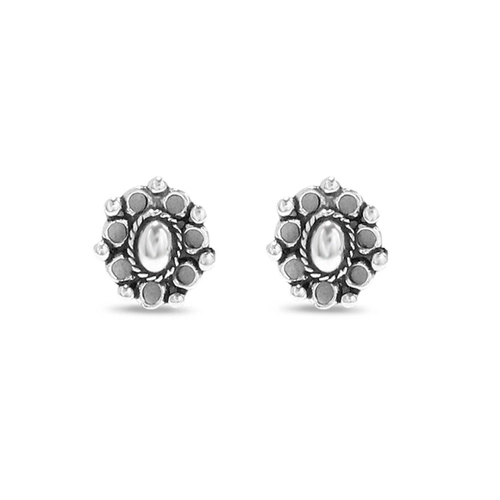 Brinco de Prata Top Oval Envelhecido