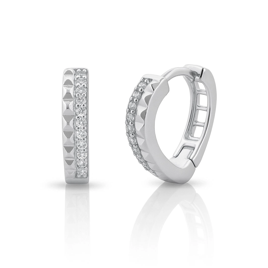 Brinco Click Argola Trabalhada com Zircônias Cristal