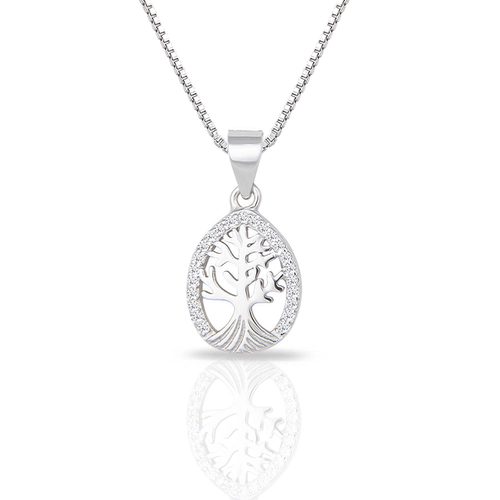 Gargantilha de Prata com Árvore da Vida e Zircônias Cristal