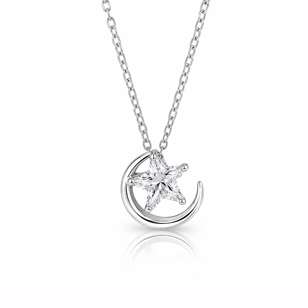 Gargantilha Blend Collection Lua com Estrela em Zircônia Cristal