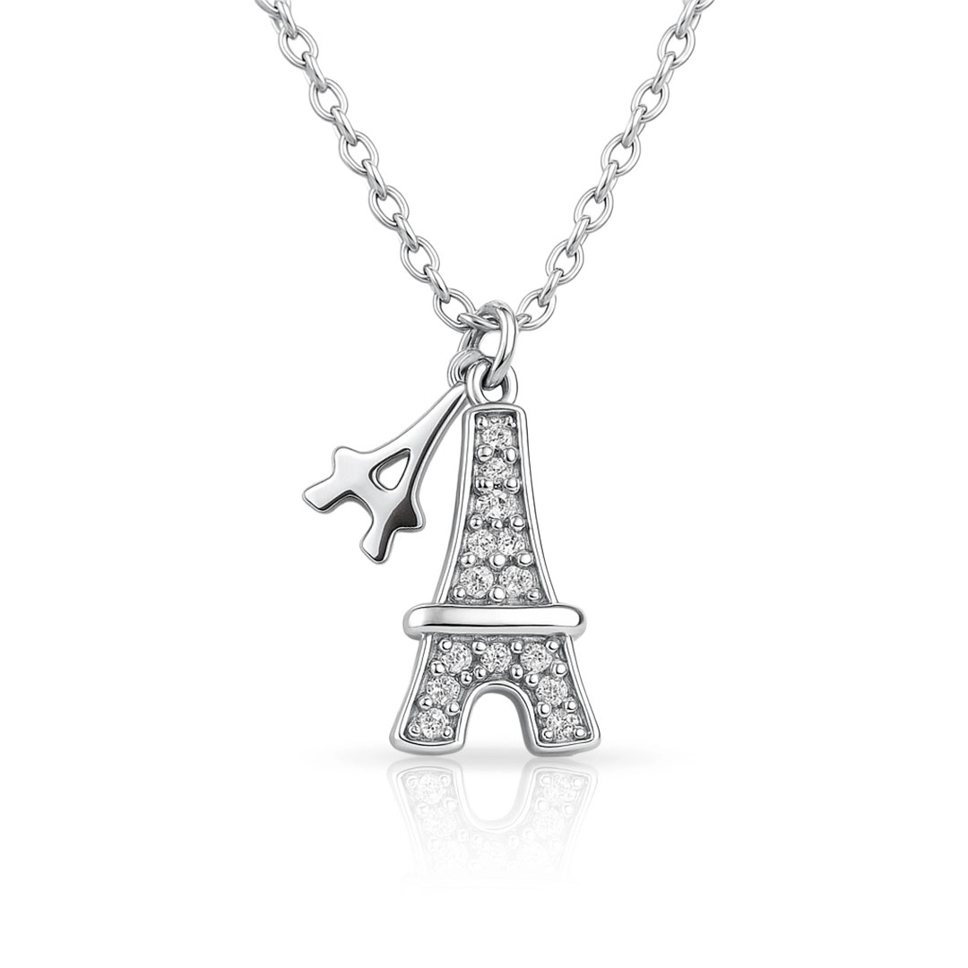 Gargantilha com Pingente Zircônia Torre Eiffel