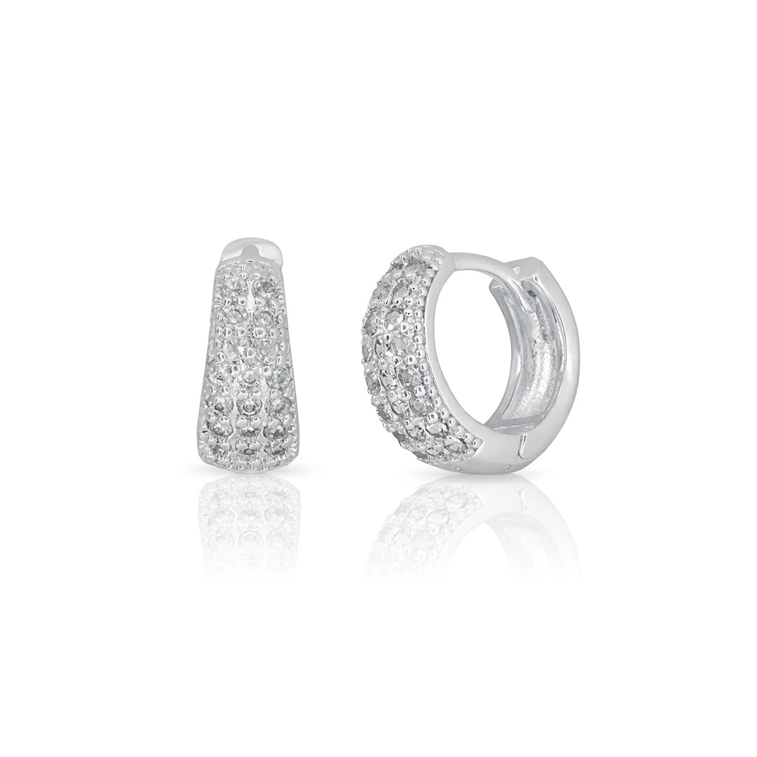 Brinco Cravejado com Zircônias Cristal Argola Click