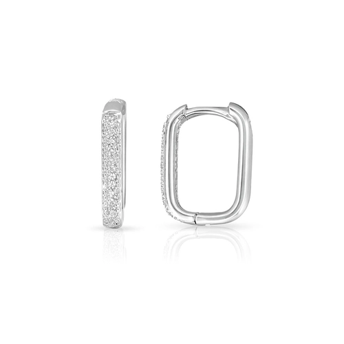 Brinco Argola Click Retangular com Zircônias Cristal