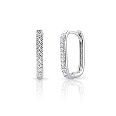 Brinco Argola Click Retangular com Zircônias Cristal M