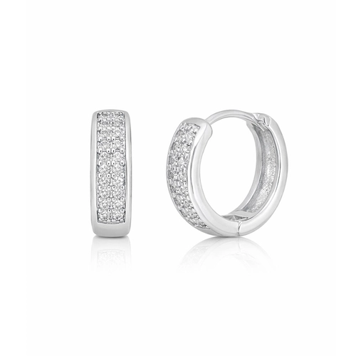 Brinco Argola Click Cravejada com Zircônias Cristal