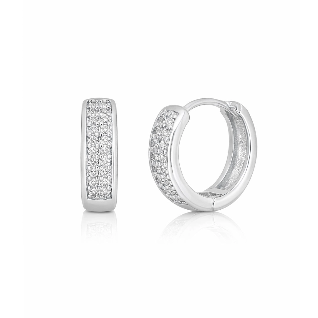 Brinco Argola Click Cravejada com Zircônias Cristal
