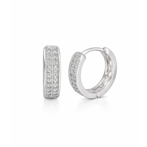 Brinco de Argola Click em Fio Reto com Zircônias Cristal