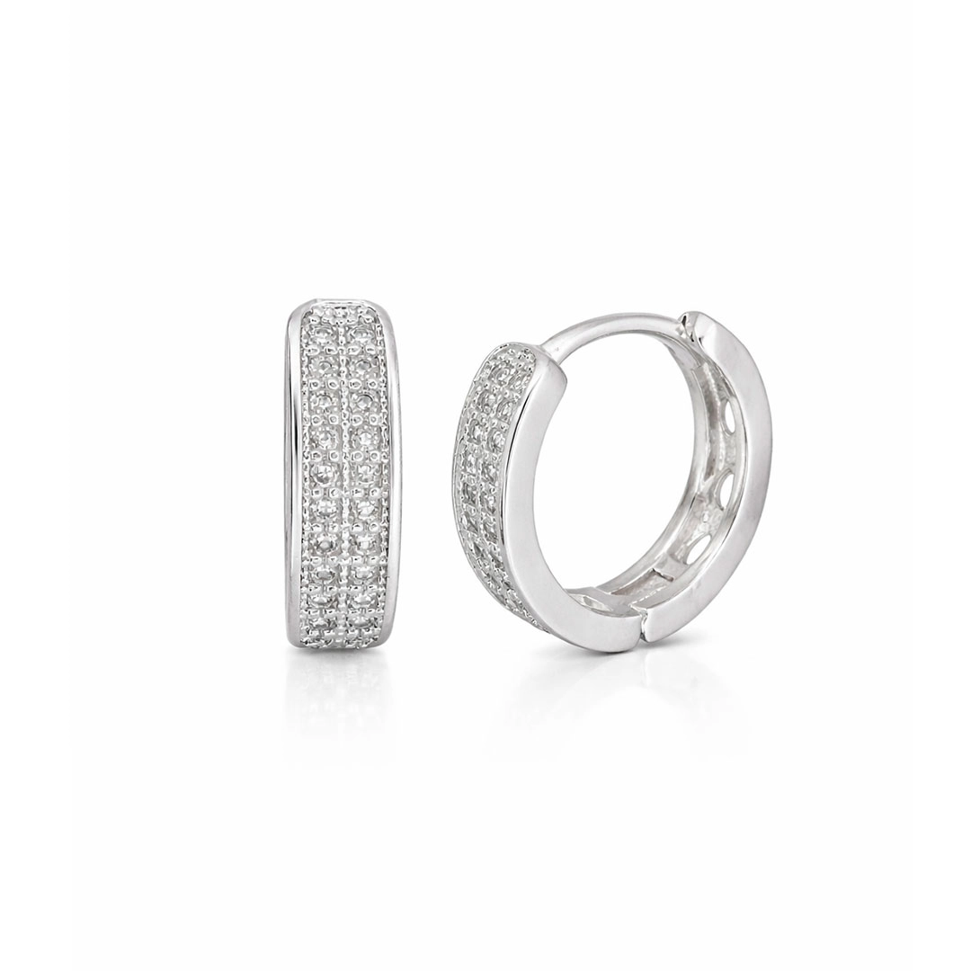 Brinco de Argola Click em Fio Reto com Zircônias Cristal