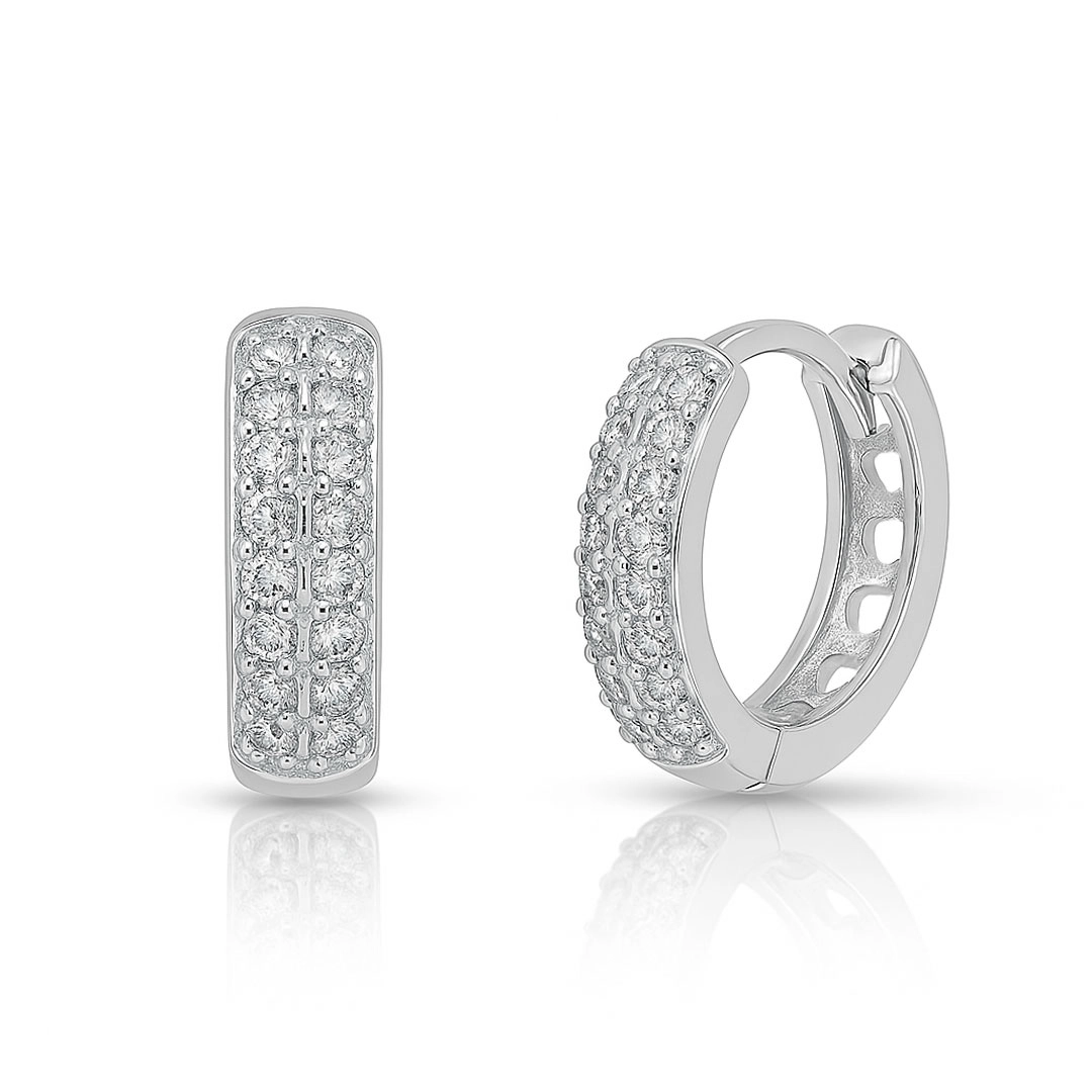 Brinco Argola Click Com Zircônias Cristal P