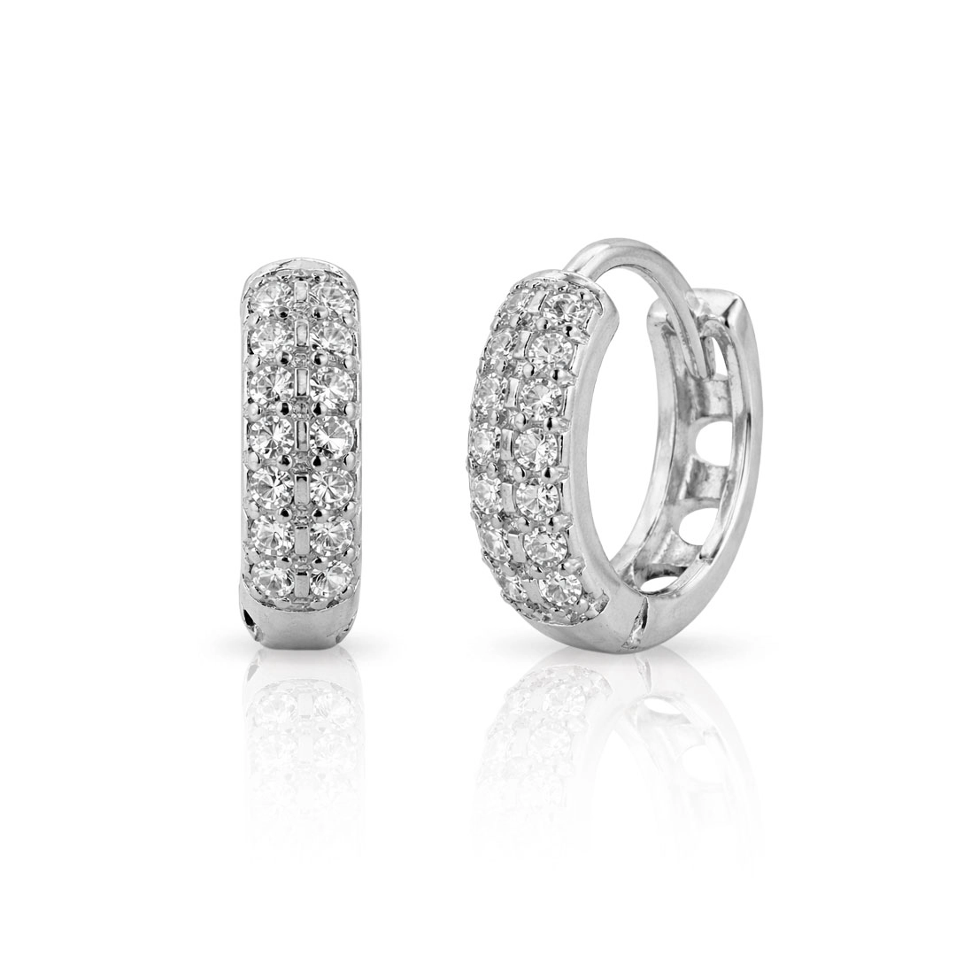 Brinco Argola Click Com Zircônias Cristal M