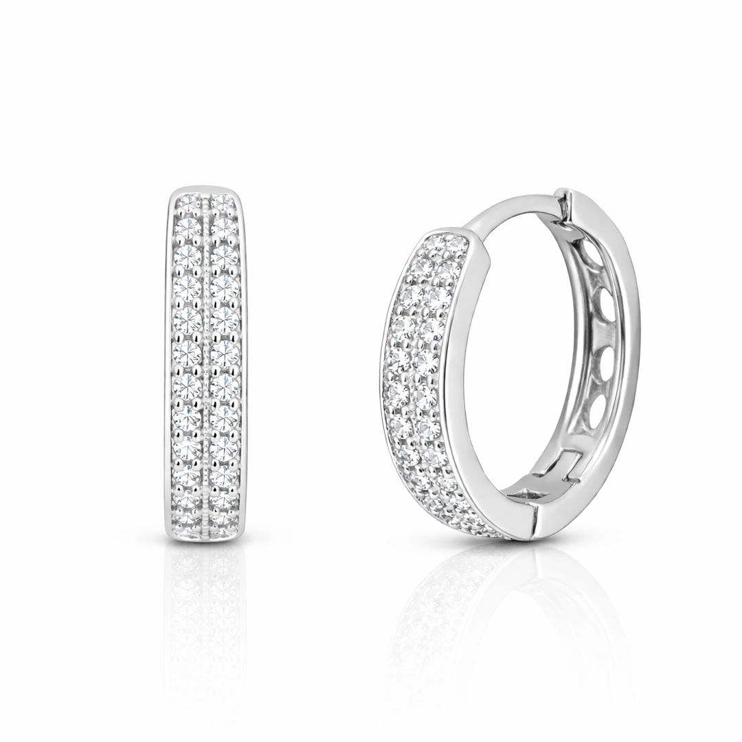 Brinco Argola Click Cravejado com Zircônias Cristal G