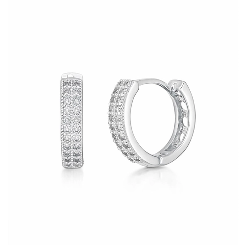 Brinco Argola Click Fio Quadrado com Zircônias Cristal