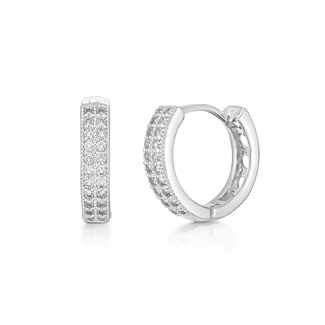 Brinco Argola Click Fio Quadrado com Zircônias Cristal