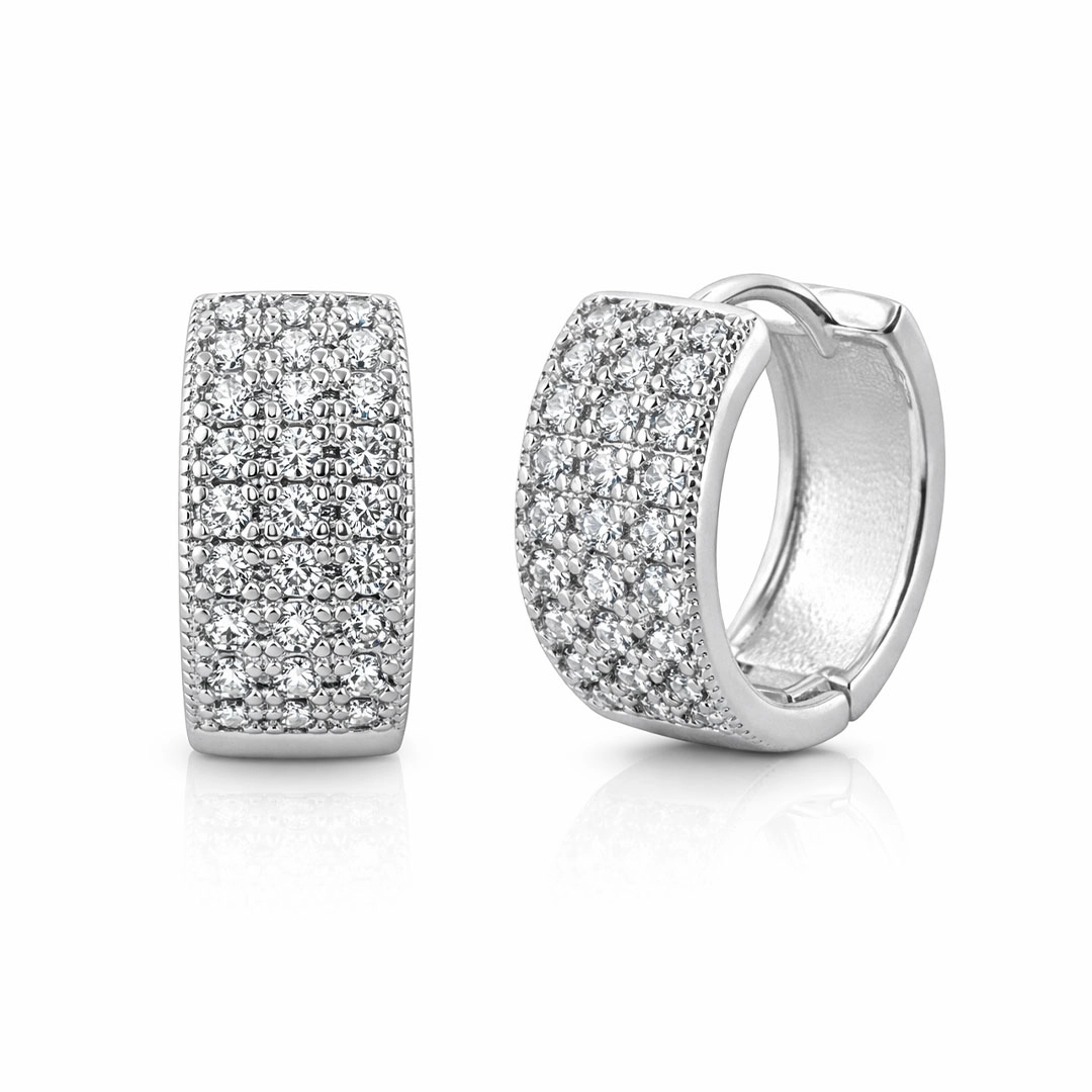 Brinco Argola Click com Zircônias Cravejadas