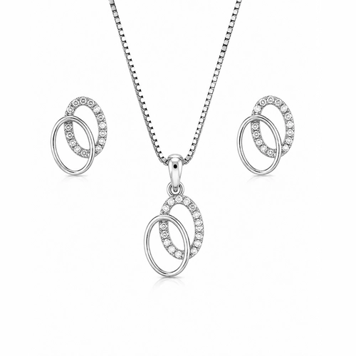 Conjunto Top Duplo Vazado com Zircônias Cristal