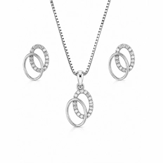 Conjunto Top Duplo Vazado com Zircônias Cristal