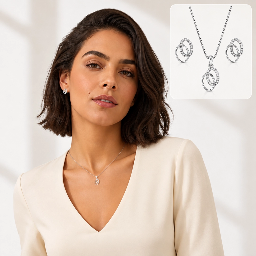Conjunto Top Duplo Vazado com Zircônias Cristal