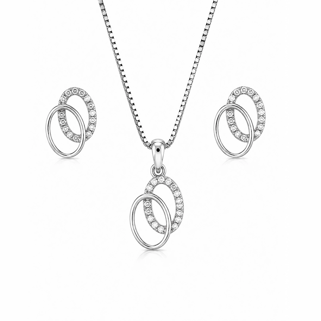 Conjunto Top Duplo Vazado com Zircônias Cristal