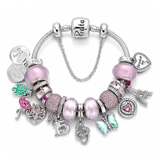 Pulseira com Berloques Rosa Linha Presents