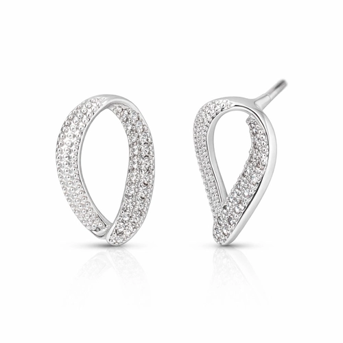 Brinco Top Oval Trabalhado com Zircônias Cristal
