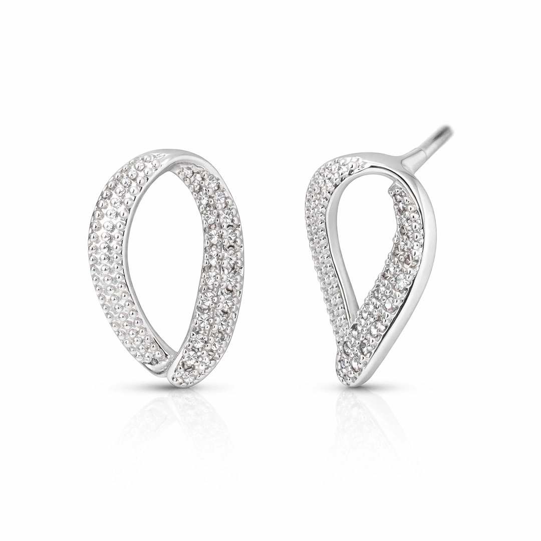 Brinco Top Oval Trabalhado com Zircônias Cristal