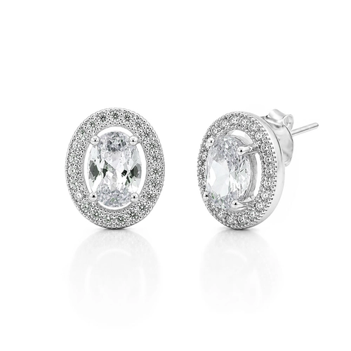 Brinco Top Oval com Zircônias Cristal