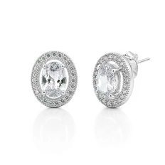 Brinco Top Oval com Zircônias Cristal