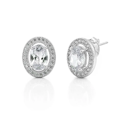 Brinco Top Oval com Zircônias Cristal