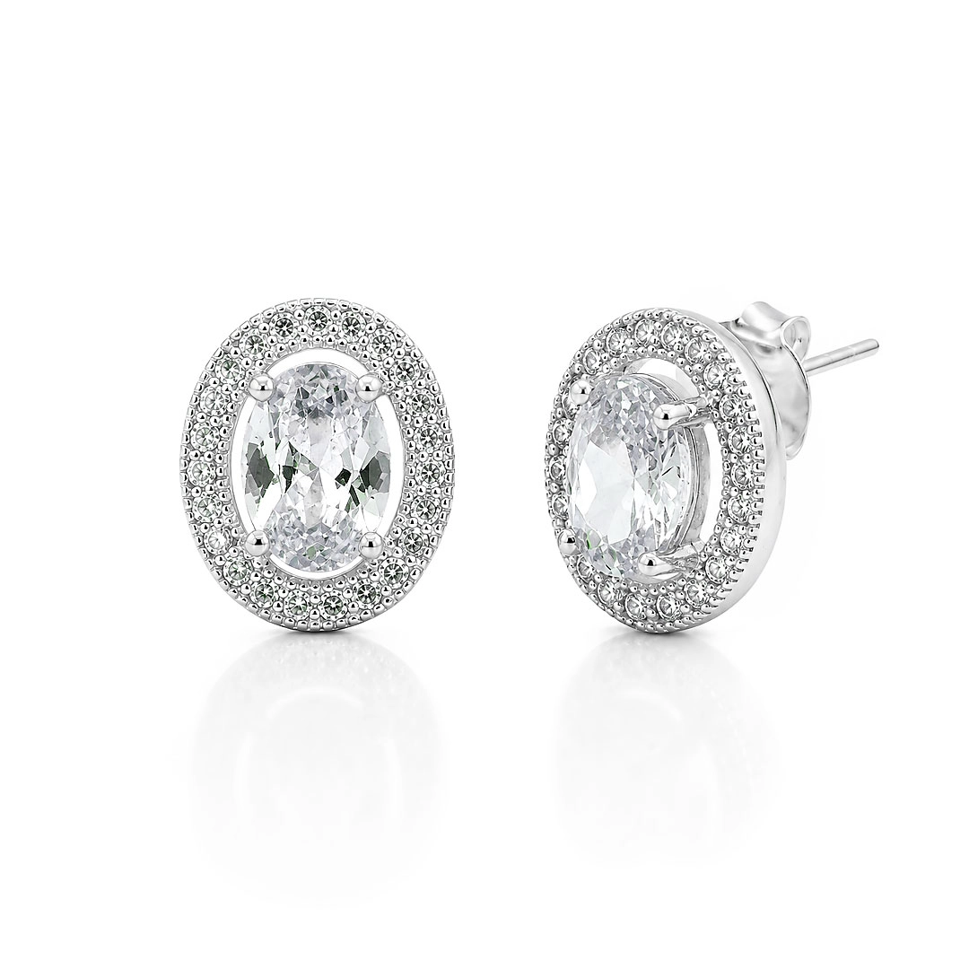 Brinco Top Oval com Zircônias Cristal