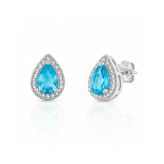 Brinco Top Gota com Zircônias Cristal e Topázio