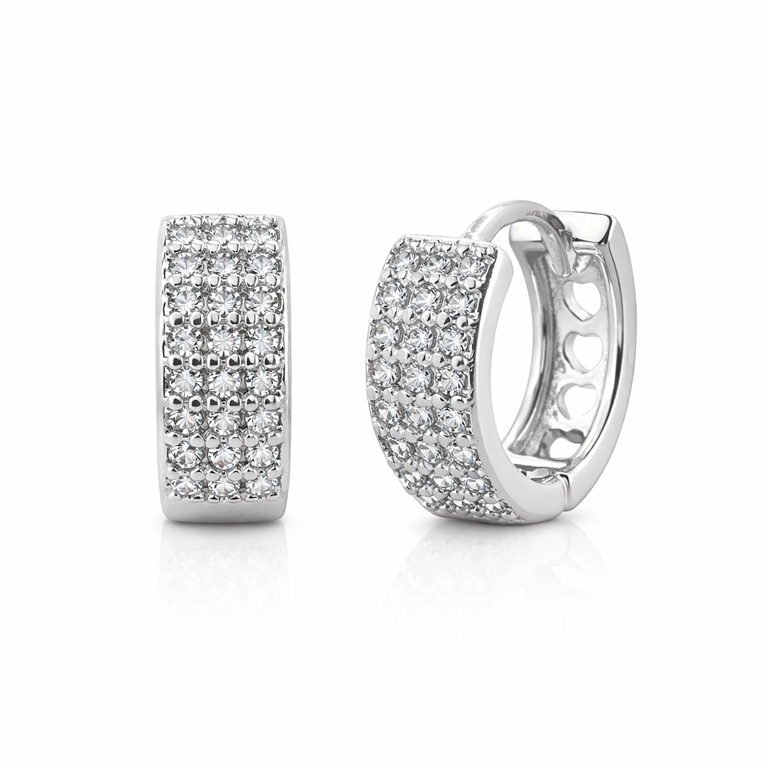 Brinco Argola Click Cravejado com Zircônias Cristal P