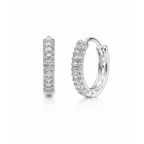 Brinco Argola Click com Zircônias Cristal M