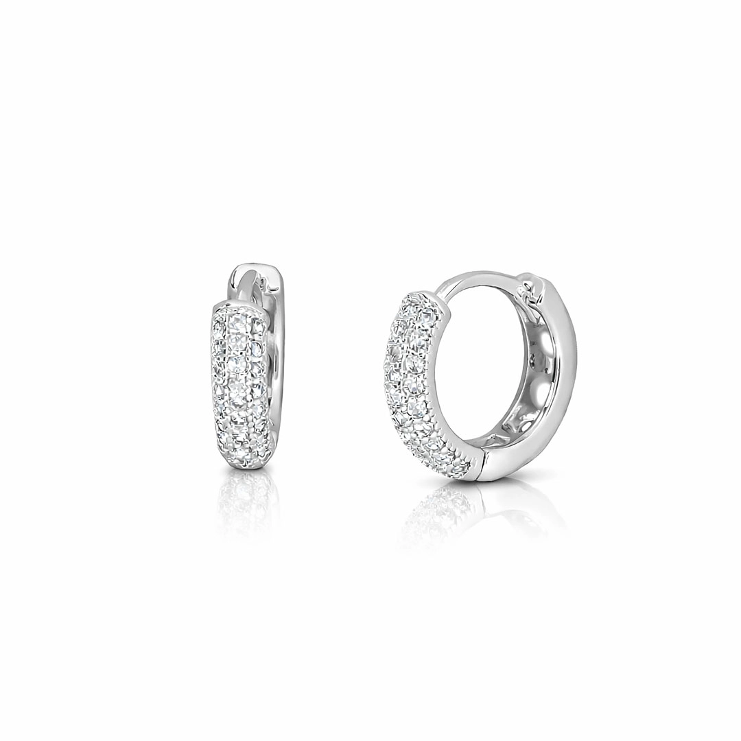 Brinco Argola Click com Zircônias Cristal P