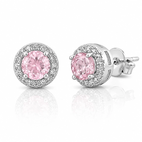 Brinco Top com Zircônia Rosa e Cristal