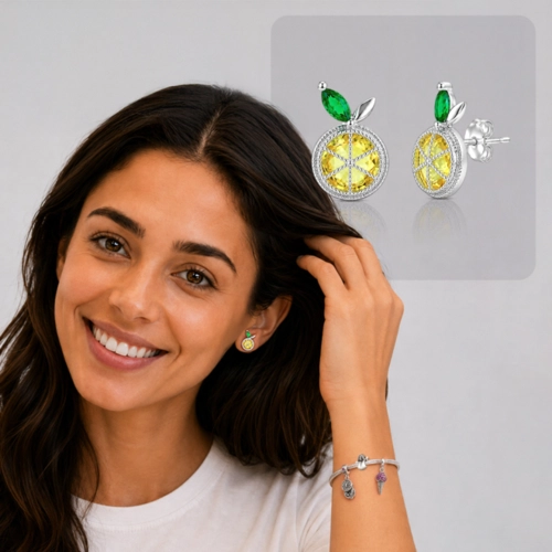 Brinco Top de Limão-Siciliano Amarelo e Verde