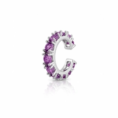 Brinco Ear Cuff Argola Cravejada com Zircônias Ametista (Unidade)