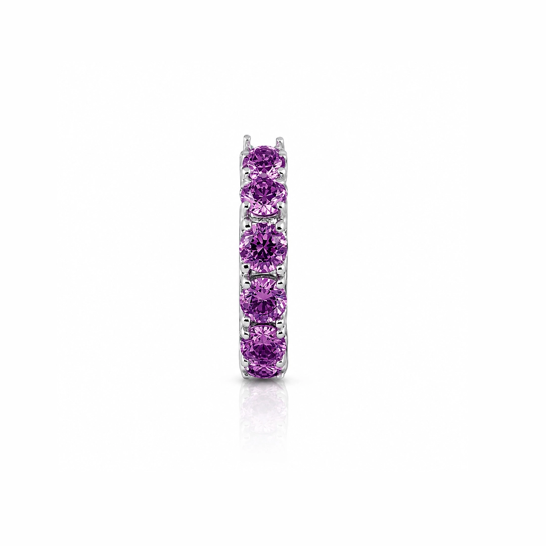 Brinco Ear Cuff Argola Cravejada com Zircônias Ametista (Unidade)