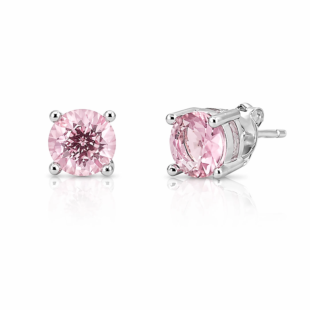 Brinco Top Zircônia Rosa Redonda