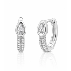 Brinco Argola Click Zircônia Gota Cristal