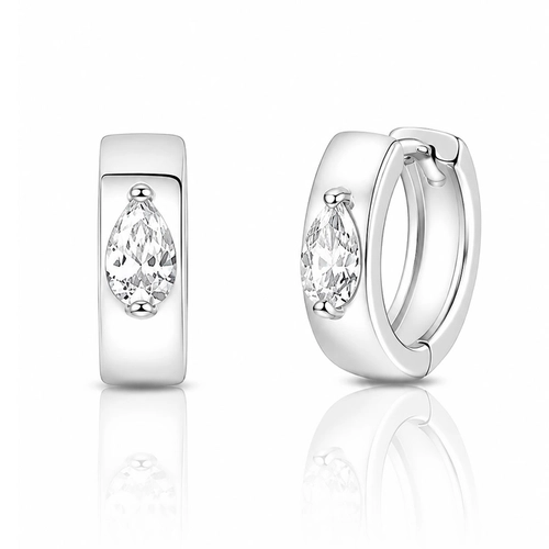 Brinco de Argola Click Espelhada com Zircônia Oval