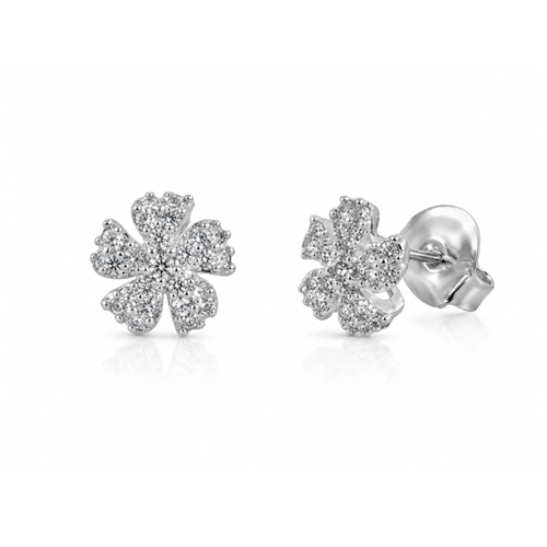 Brinco Top Flor com Zircônias Cristal G